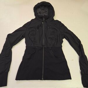 Black Women's Hooded Zip Jacket